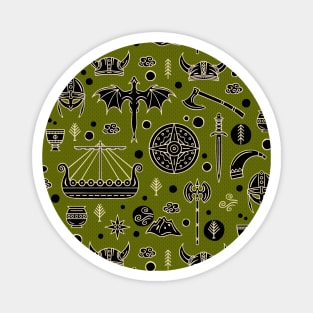 Viking Nordic Pattern for Children on Green Magnet